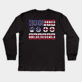Crypto Trader Bitcoin BTC USA Flag Patriotic Kids Long Sleeve T-Shirt
